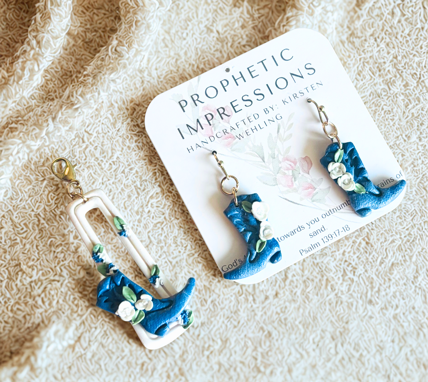 Denim Cowgirl Boot Earrings – Handmade Clay Western Jewelry