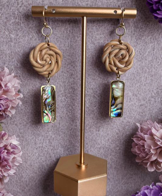"Waves of Wonder" – Abalone & Clay Spiral Earrings