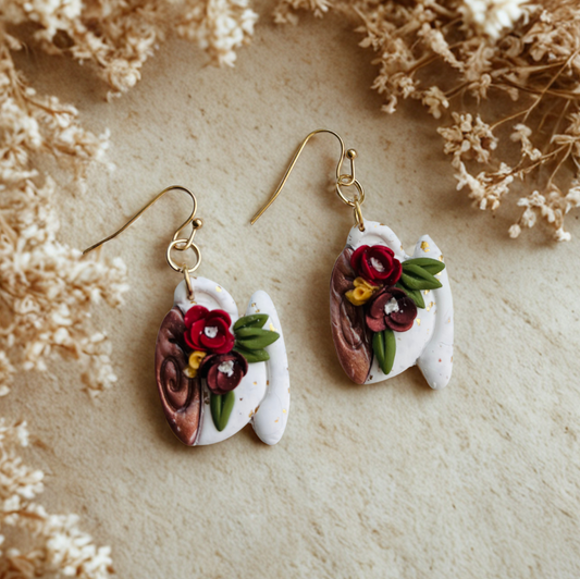 "Poured Out" – Fall Floral Mug Earrings